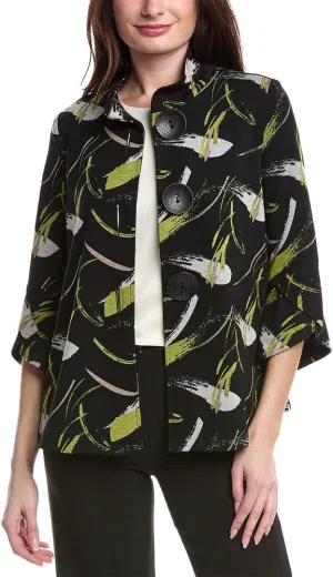 Women's Sweater Knit Abstract Print Trapeze Jacket