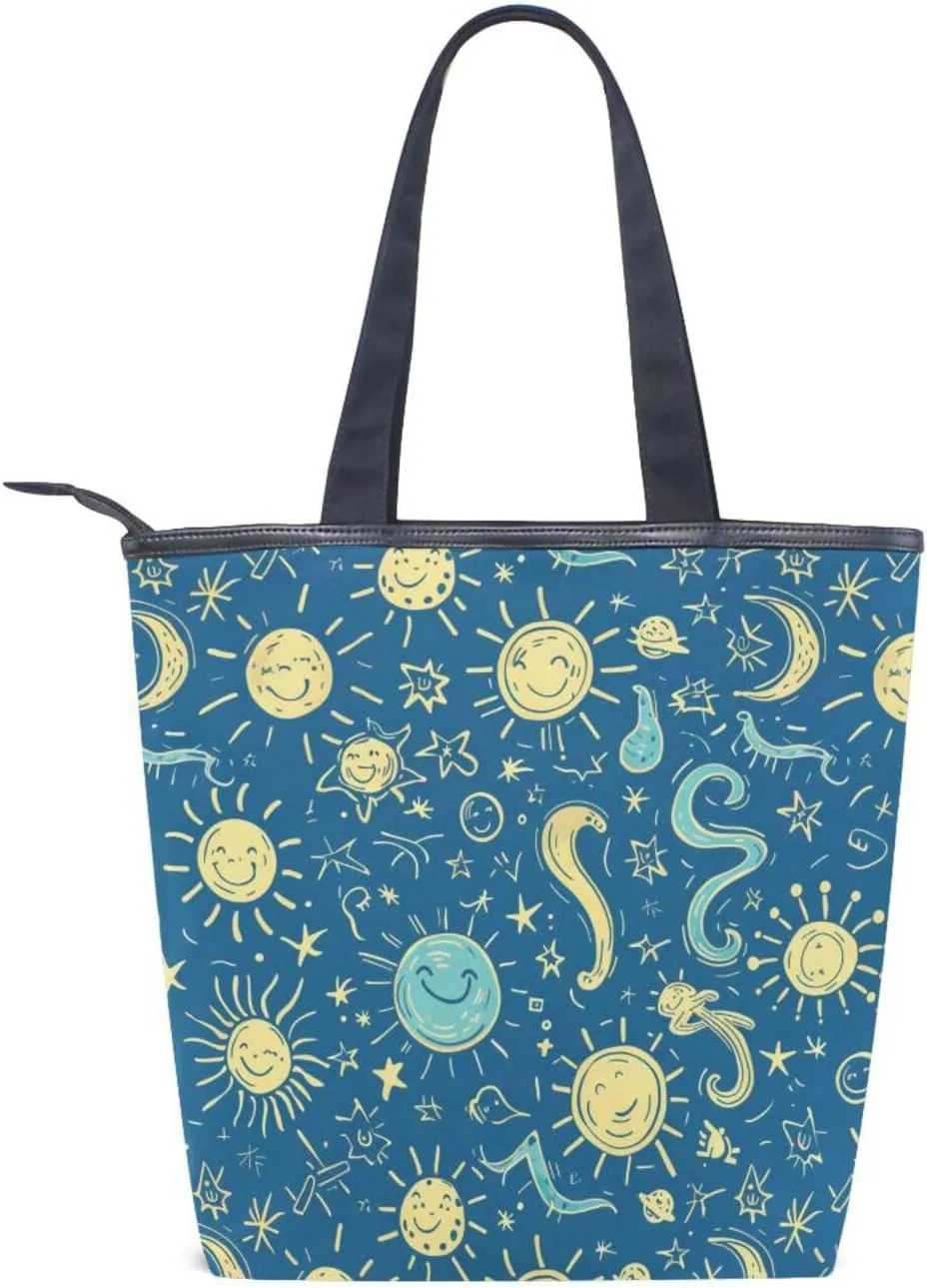 Women's Tote Bag Shoulder Handbags Canvas Large Capacity Shopping Dating Bag Pockets Zipper