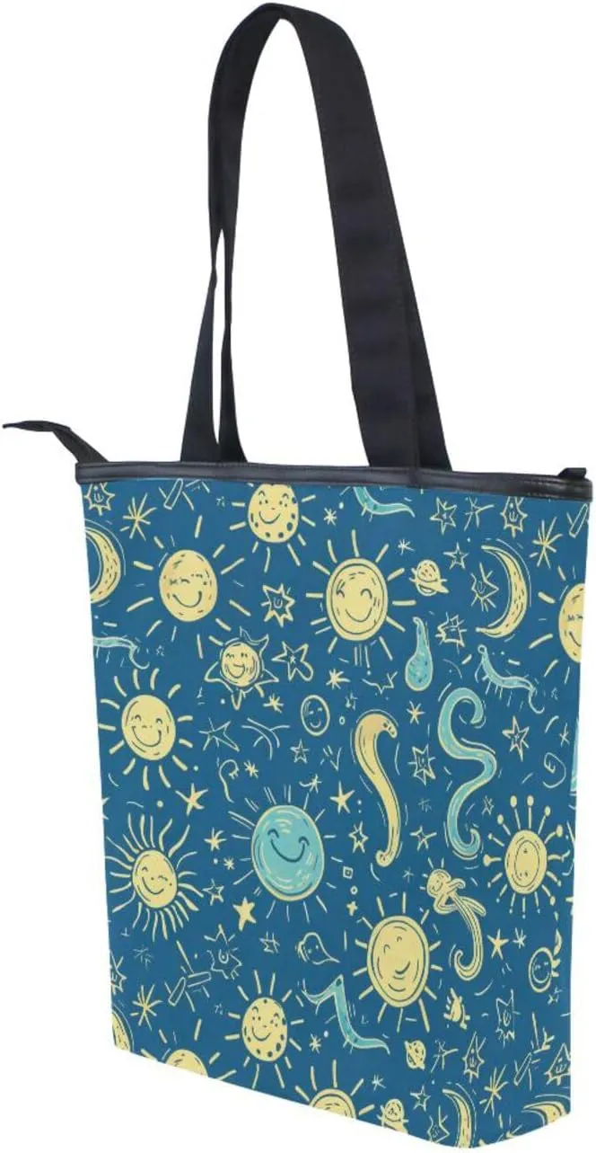 Women's Tote Bag Shoulder Handbags Canvas Large Capacity Shopping Dating Bag Pockets Zipper