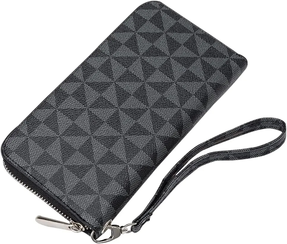 Women's wallet Large capacity travel zipper wallet multi card men's mobile phone change wallet (Black)