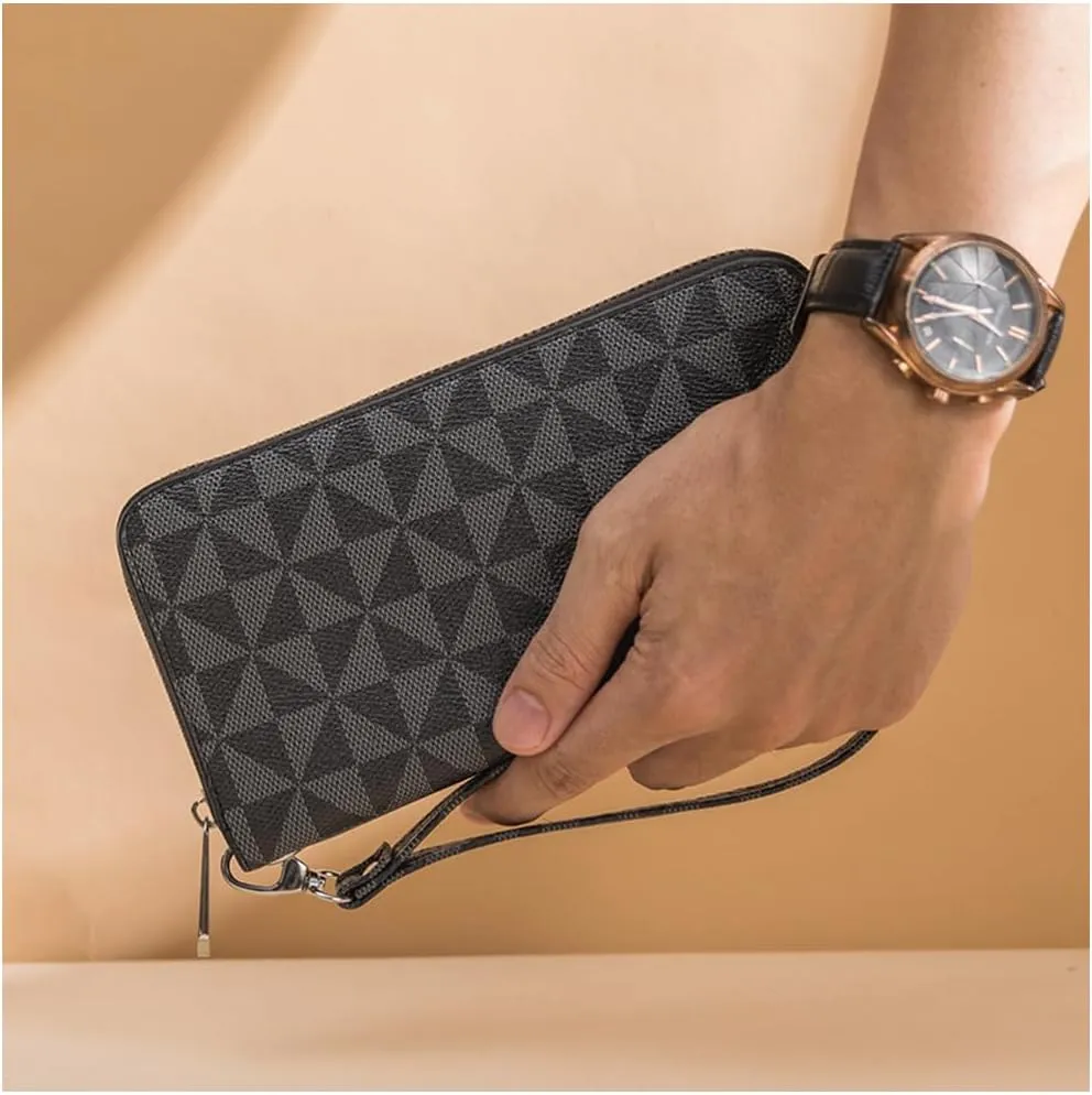 Women's wallet Large capacity travel zipper wallet multi card men's mobile phone change wallet (Black)