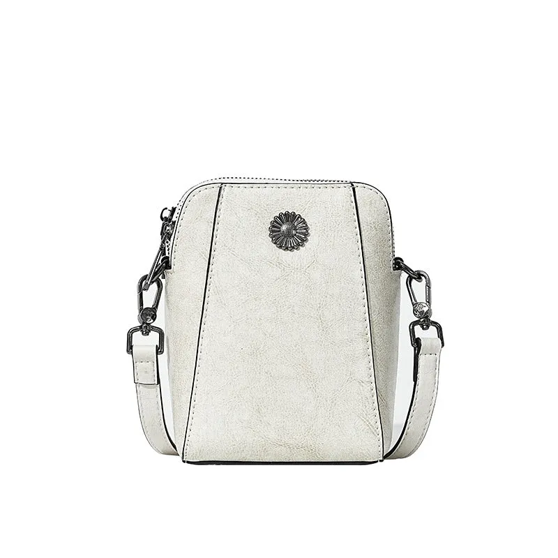 Women's Wax Cowhide Fashion Leather Temperament Lady Crossbody Bags