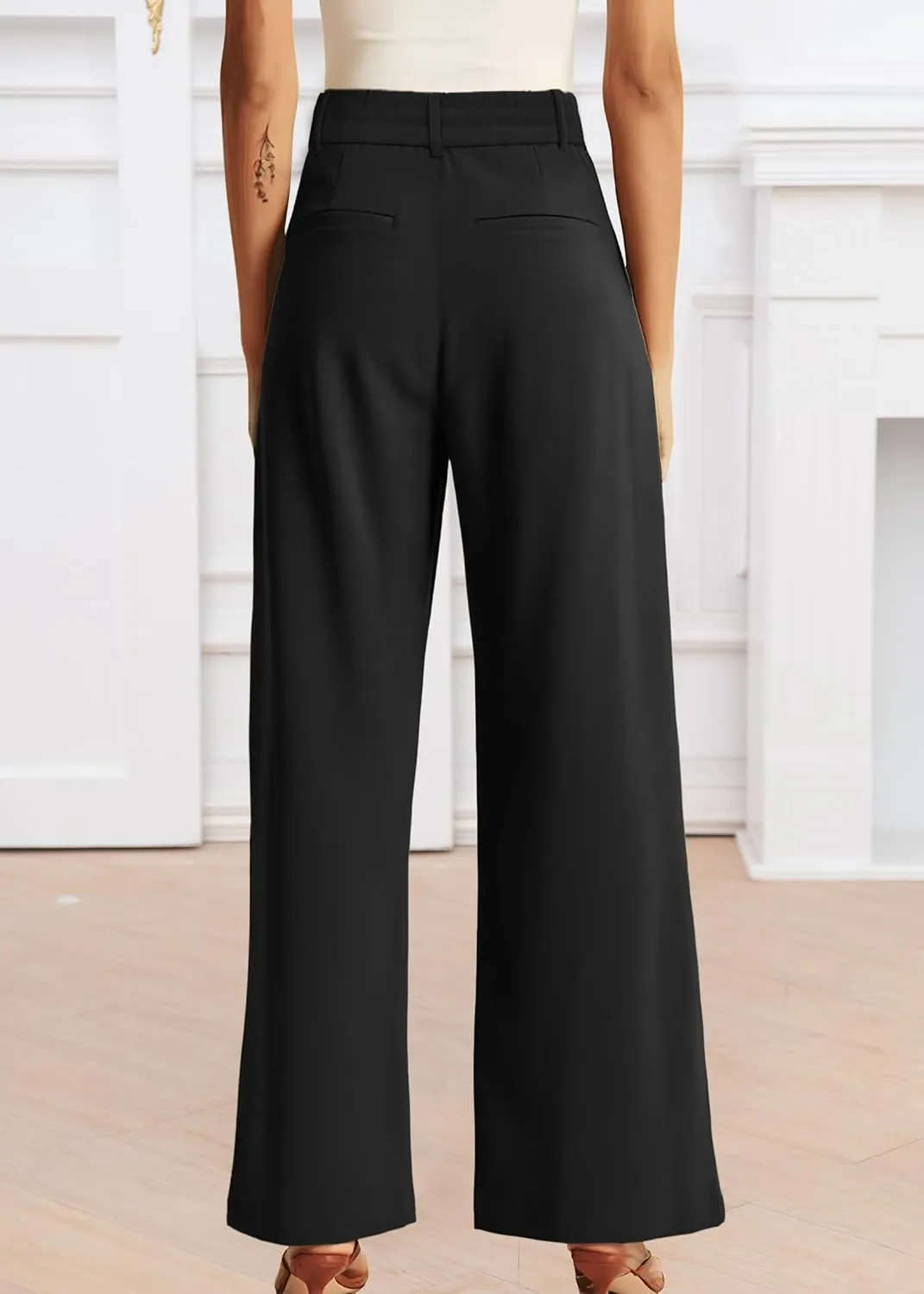 Womens Wide Leg Pants High Waisted Business Casual Summer Dress Pants Palazzo Long Work Trousers with Pockets