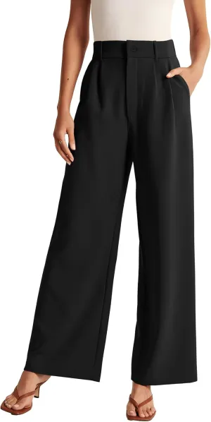 Womens Wide Leg Pants High Waisted Business Casual Summer Dress Pants Palazzo Long Work Trousers with Pockets