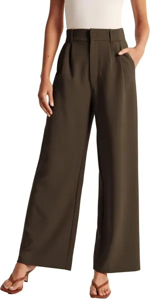 Womens Wide Leg Pants High Waisted Business Casual Summer Dress Pants Palazzo Long Work Trousers with Pockets