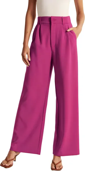 Womens Wide Leg Pants High Waisted Business Casual Summer Dress Pants Palazzo Long Work Trousers with Pockets