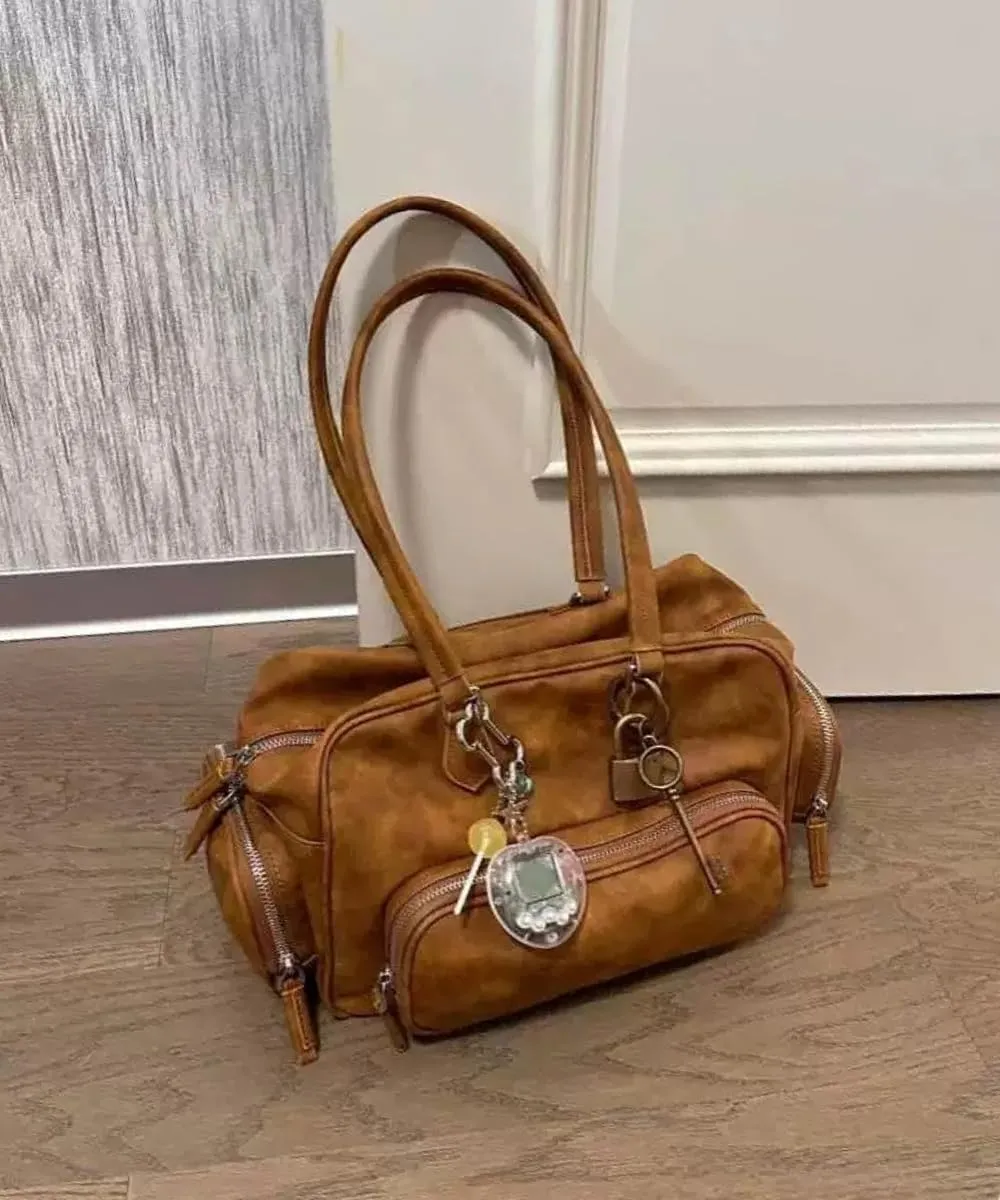 Women's Y2k Shoulder Bag Vintage Vegan Leather Shoulder Purse Cute Punk Streetwear