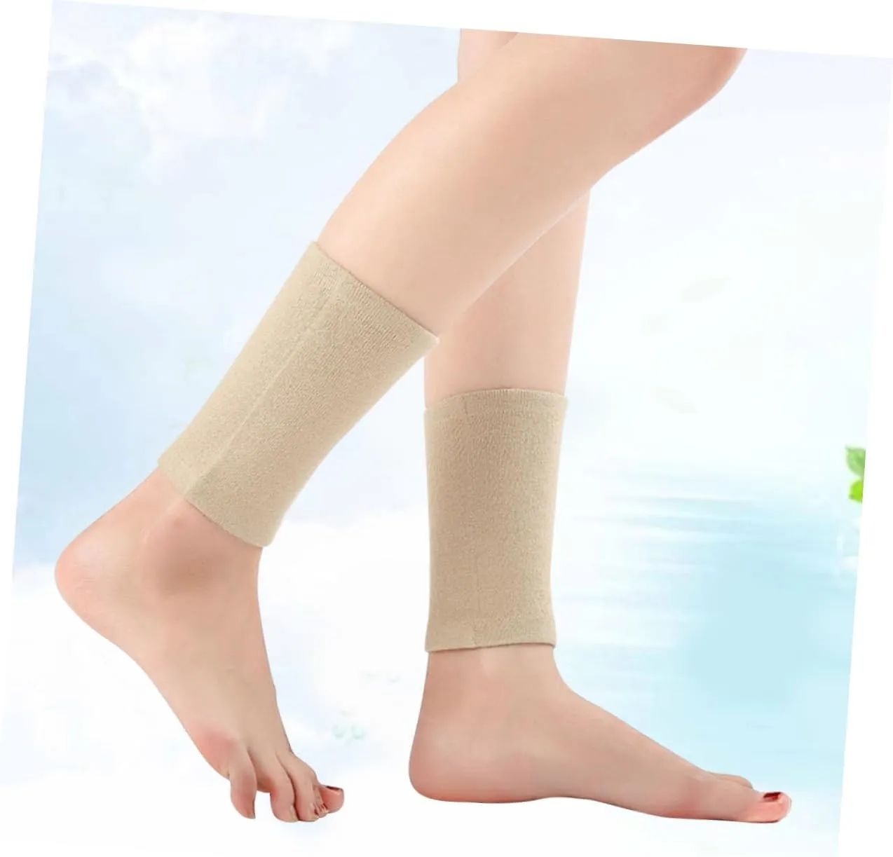Wool Foot Sleeve for Yoga Breathable Ankle Socks Warm Exercise Foot Covers Grey Color for Sports