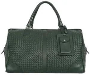 Woven Leather Duffle Bag - Dark Green (Dark Green)