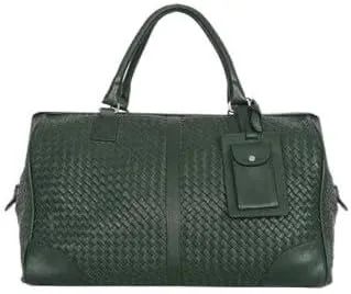 Woven Leather Duffle Bag - Dark Green (Dark Green)