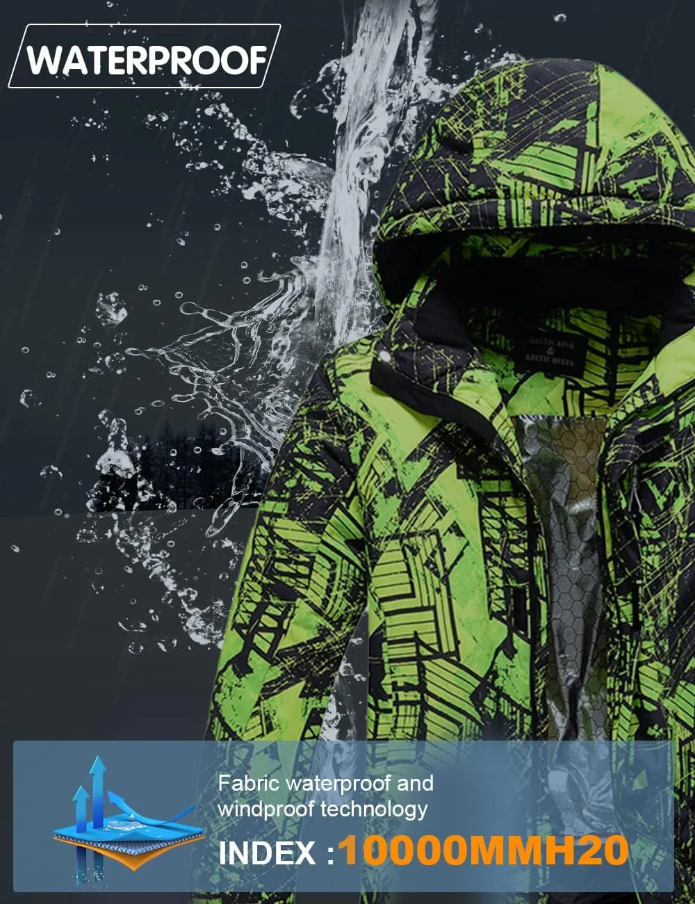 WOWULOVELY Men's Winter Snowsuit Waterproof Windproof Mountain Jacket and Pant Sets Insulated Snowboarding Skisuit