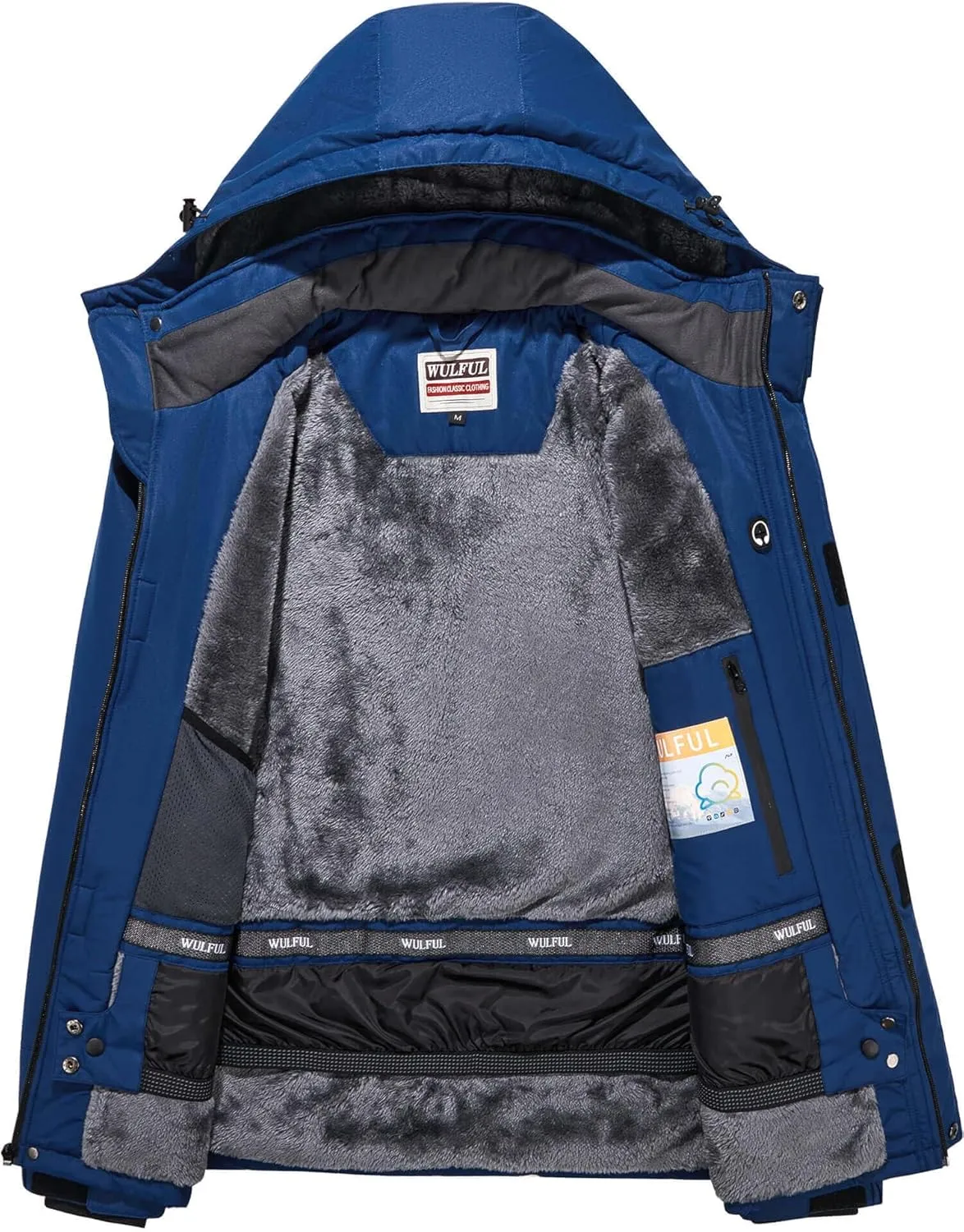 WULFUL Men's Waterproof Ski Jacket Warm Winter Snow Coat Mountain Windbreaker
