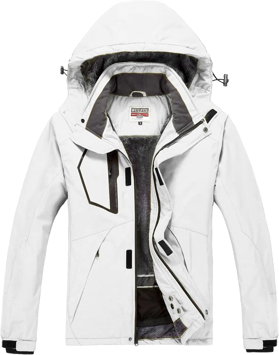 WULFUL Men's Waterproof Ski Jacket Warm Winter Snow Coat Mountain Windbreaker