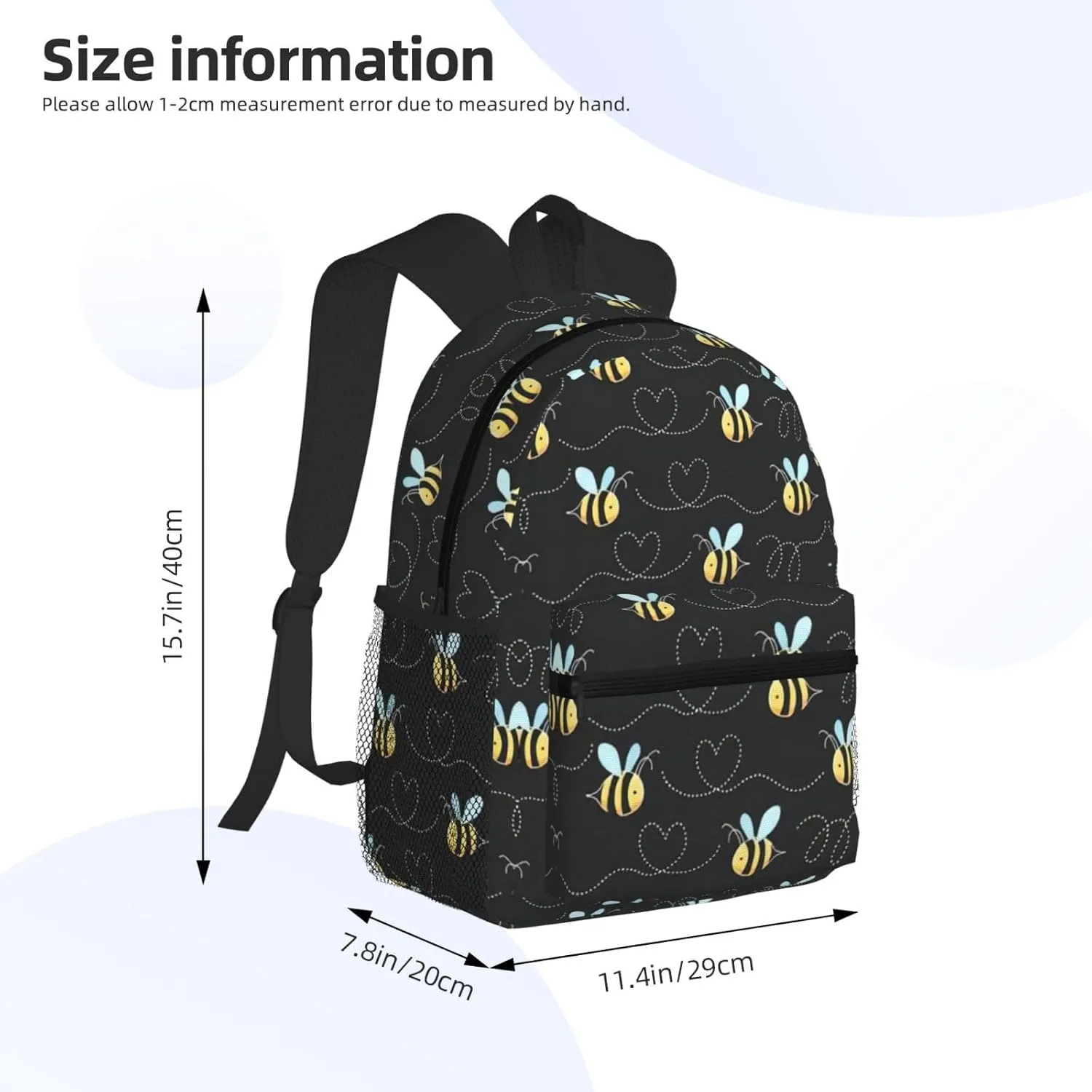 WURTON Bumble Bees Print Backpacks Casual,Pacious Compartments,Work,Travel,Outdoor Activities Unisex Daypacks