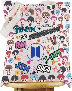 WZMPA K-pop Army Tote Bag Korean Army Fans Gifts K-Pop Boygroup Shoulder Bag Korean Group Member Merchandise