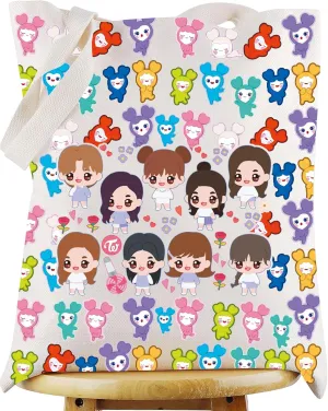 WZMPA K-Pop TW Canvas Tote Bag Korean TW Gifts K-Pop TW Grocery Bag Korean TW Merchandise