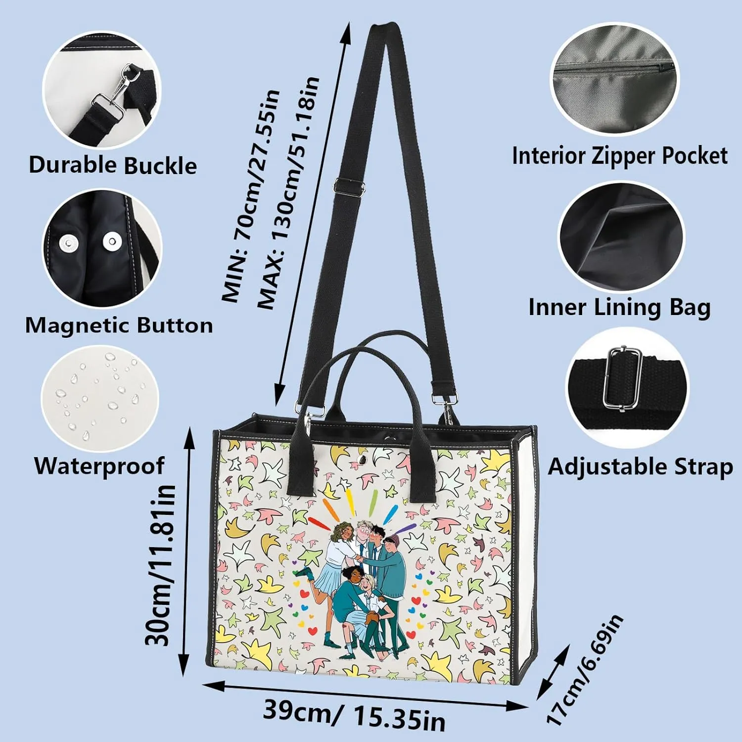 WZMPA Nick And Charlie Fans Canvas Tote Bag Boys' Love Inspired Gift Nick & Charlie Shoulder Bag For TV Series Fans