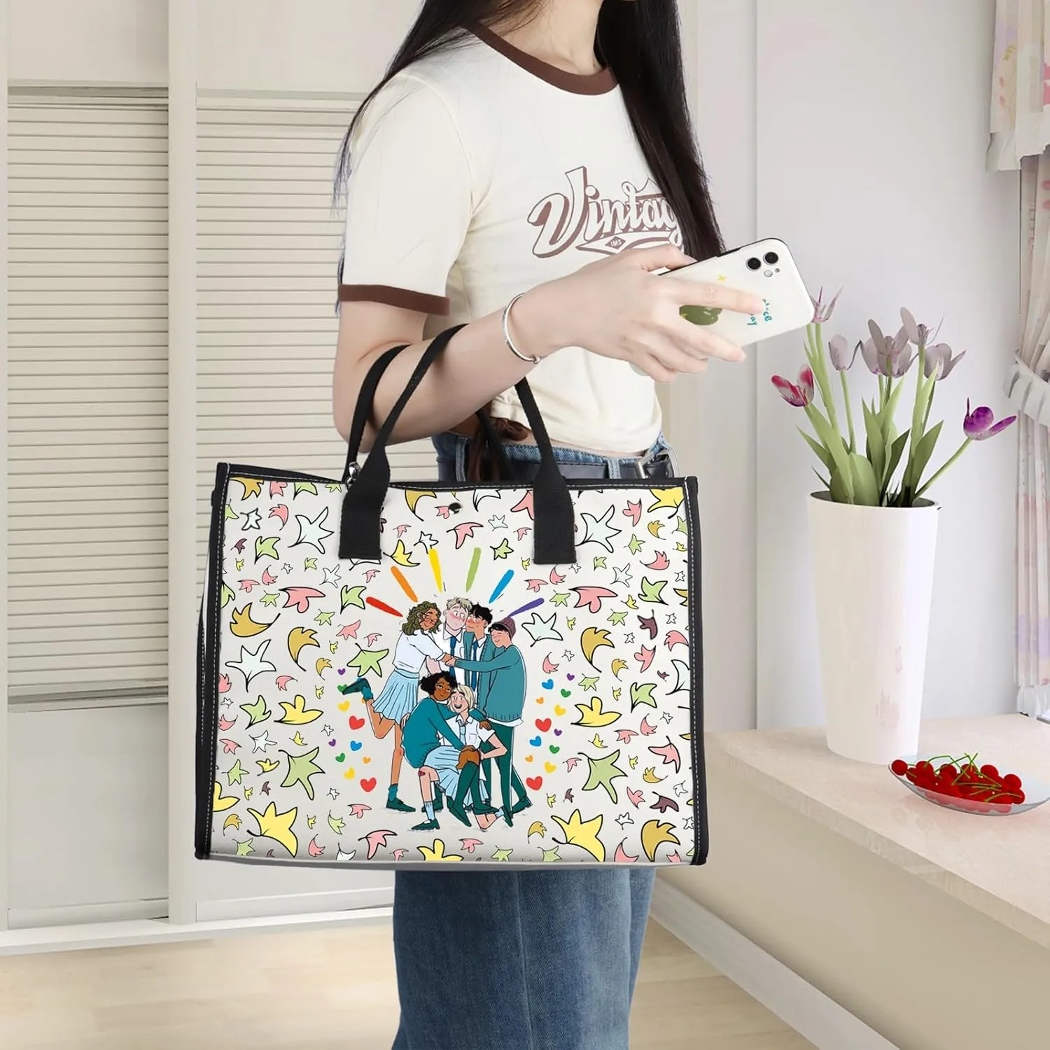 WZMPA Nick And Charlie Fans Canvas Tote Bag Boys' Love Inspired Gift Nick & Charlie Shoulder Bag For TV Series Fans