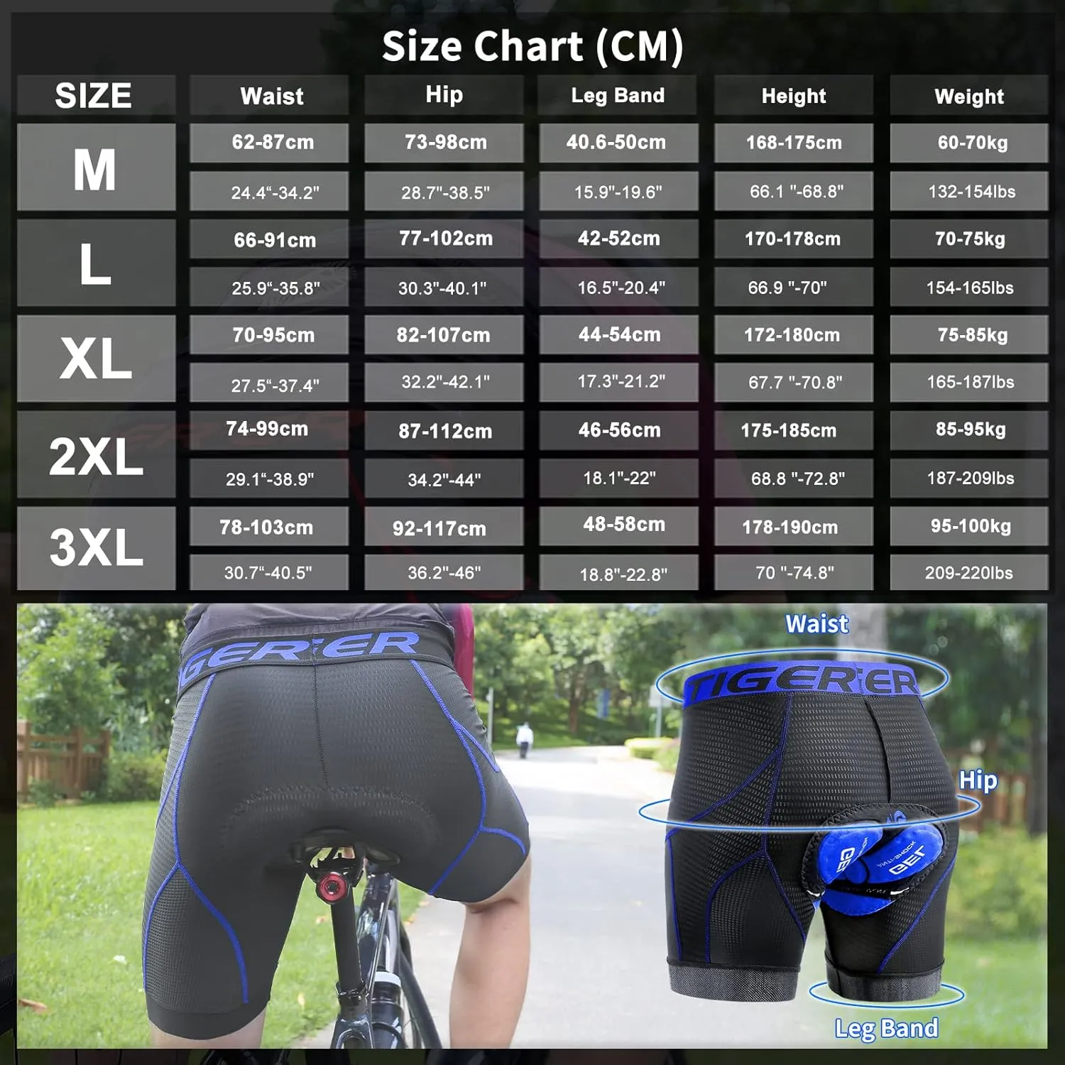 X-TIGER Men's Cycling Underwear Shorts 5D Padded Gel,MTB Biking Shorts Pants with Breathable,Adsorbent Design