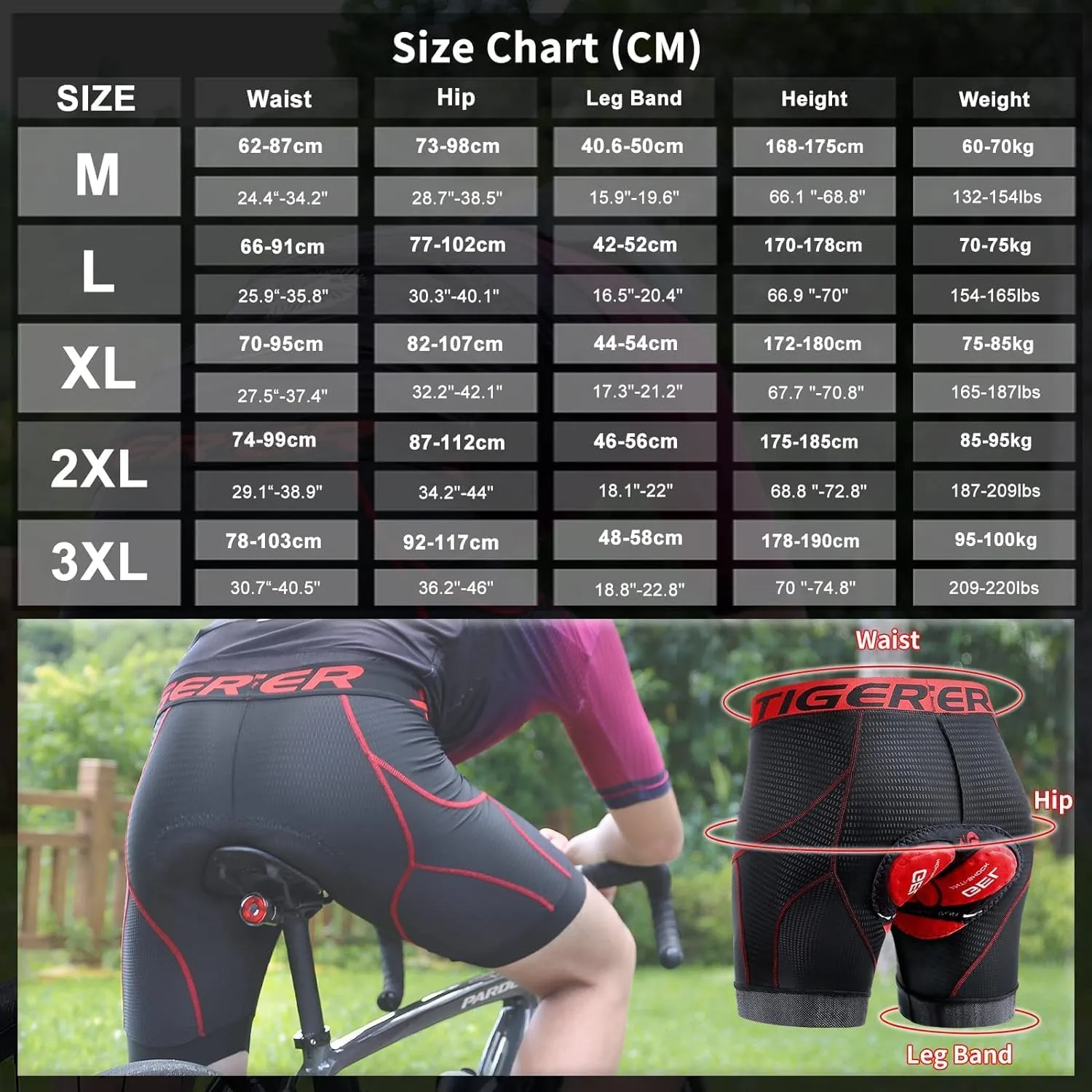 X-TIGER Men's Cycling Underwear Shorts 5D Padded Gel,MTB Biking Shorts Pants with Breathable,Adsorbent Design