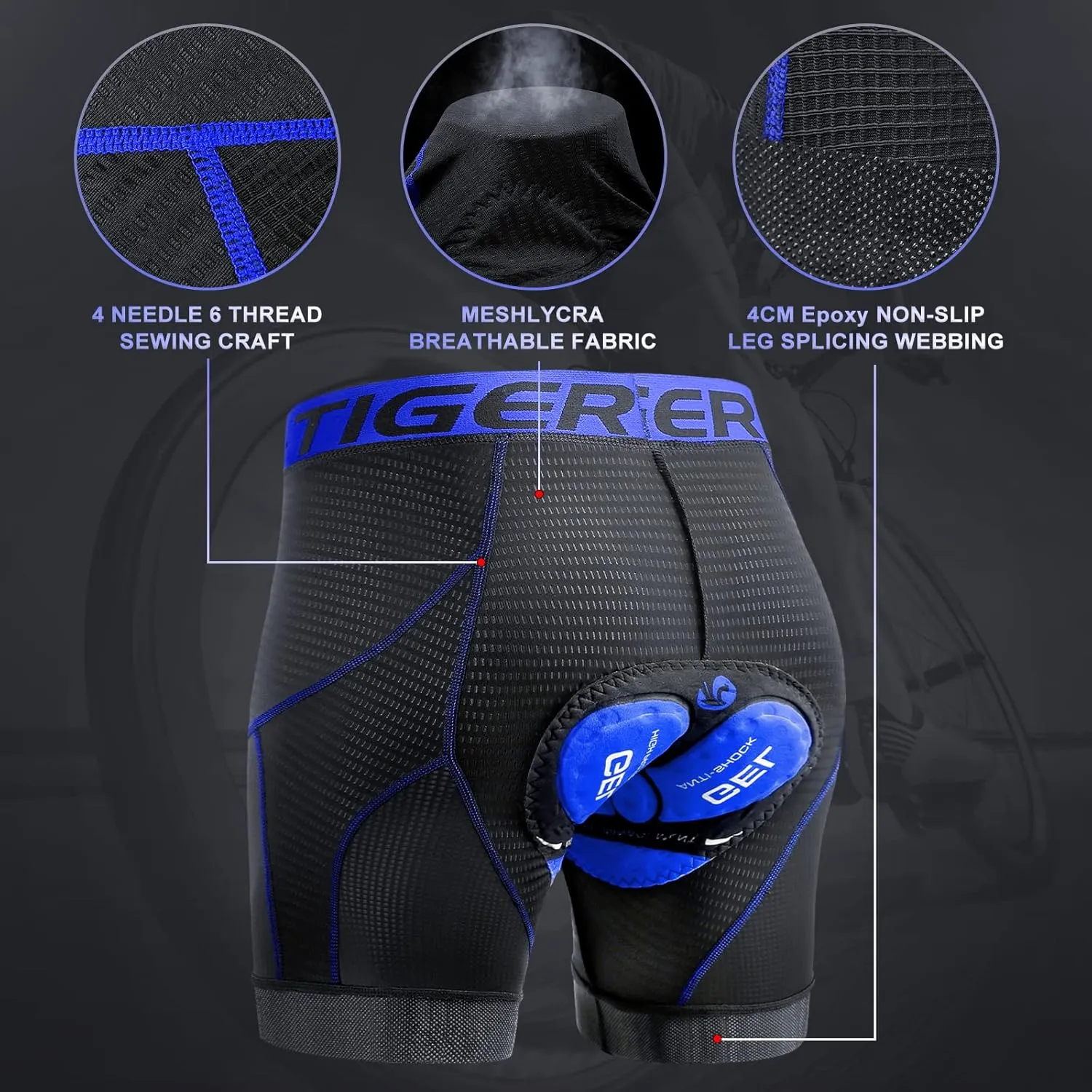 X-TIGER Men's Cycling Underwear Shorts 5D Padded Gel,MTB Biking Shorts Pants with Breathable,Adsorbent Design