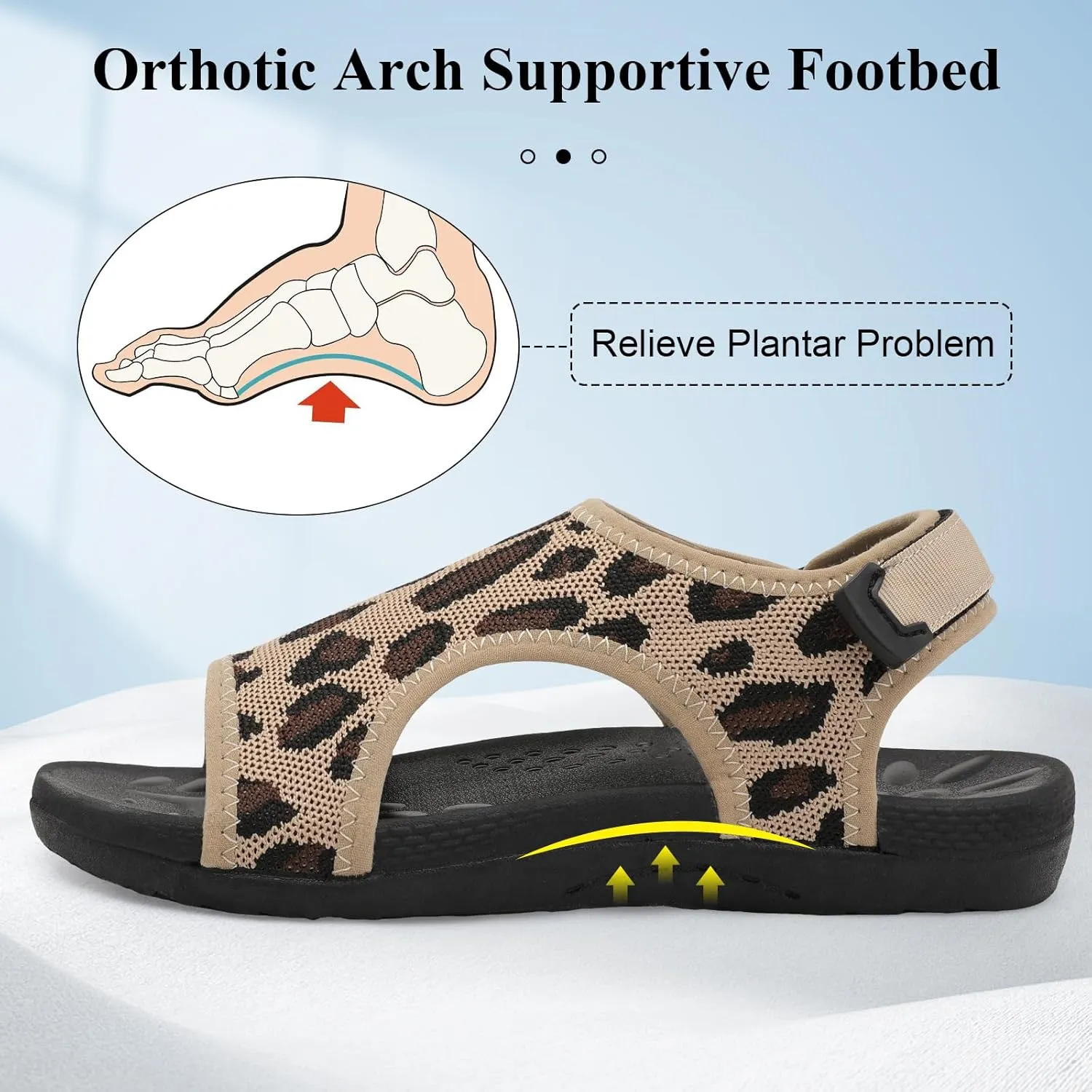 XIHALOOK Womens Orthopedic Walking Sandals with Adjustable Hooks Open Toe Sports Sandals Breathable Knit Summer Shoes