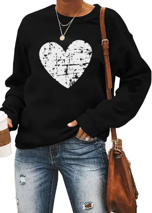 Yimoya Valentine Sweatshirt - Women's Cute Leopard Love Heart Shirt Gift