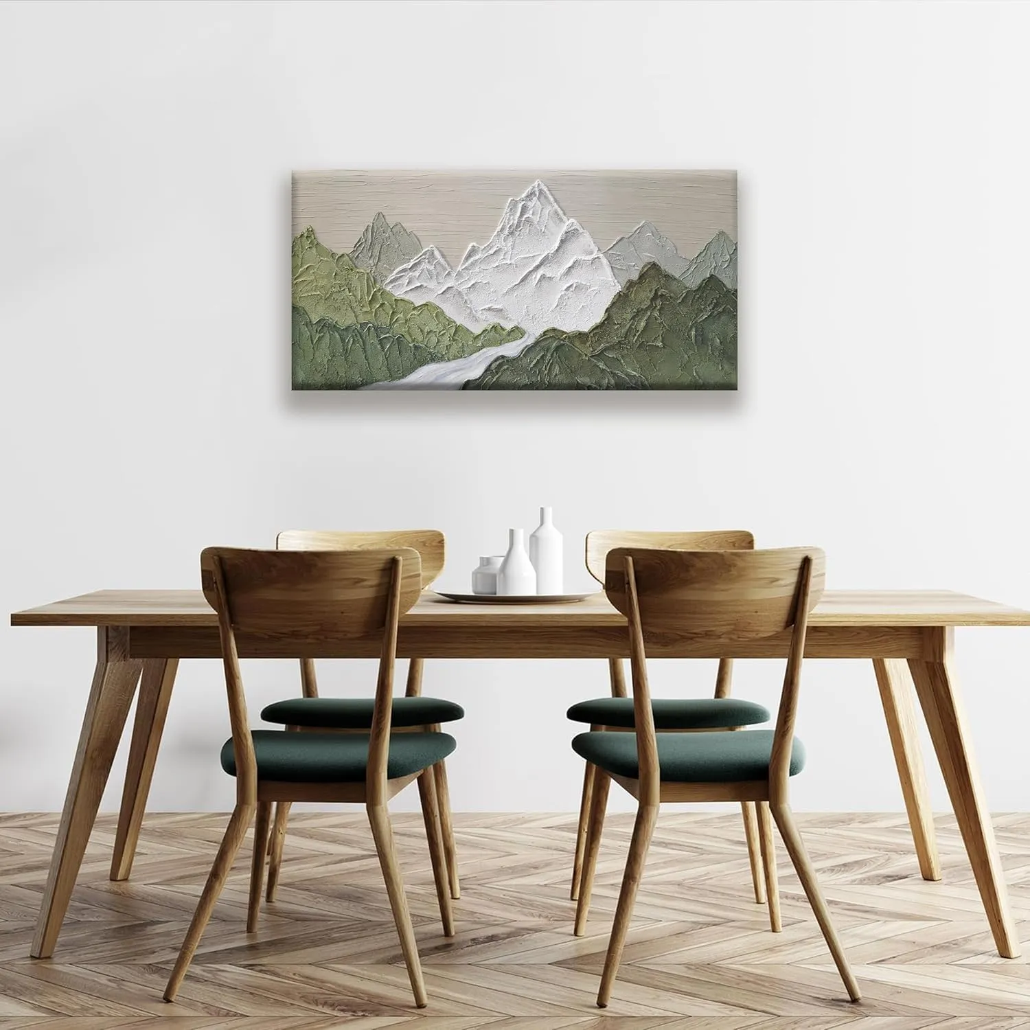 YISXINOAG Mountain Wall Art For Bedroom Office Decor Abstract Mountain Forest Landscapes Green Wall Art Painting Canvas Art Wall Decor Prints Ready To Hang Wall Pictures Home 20×40 Inch