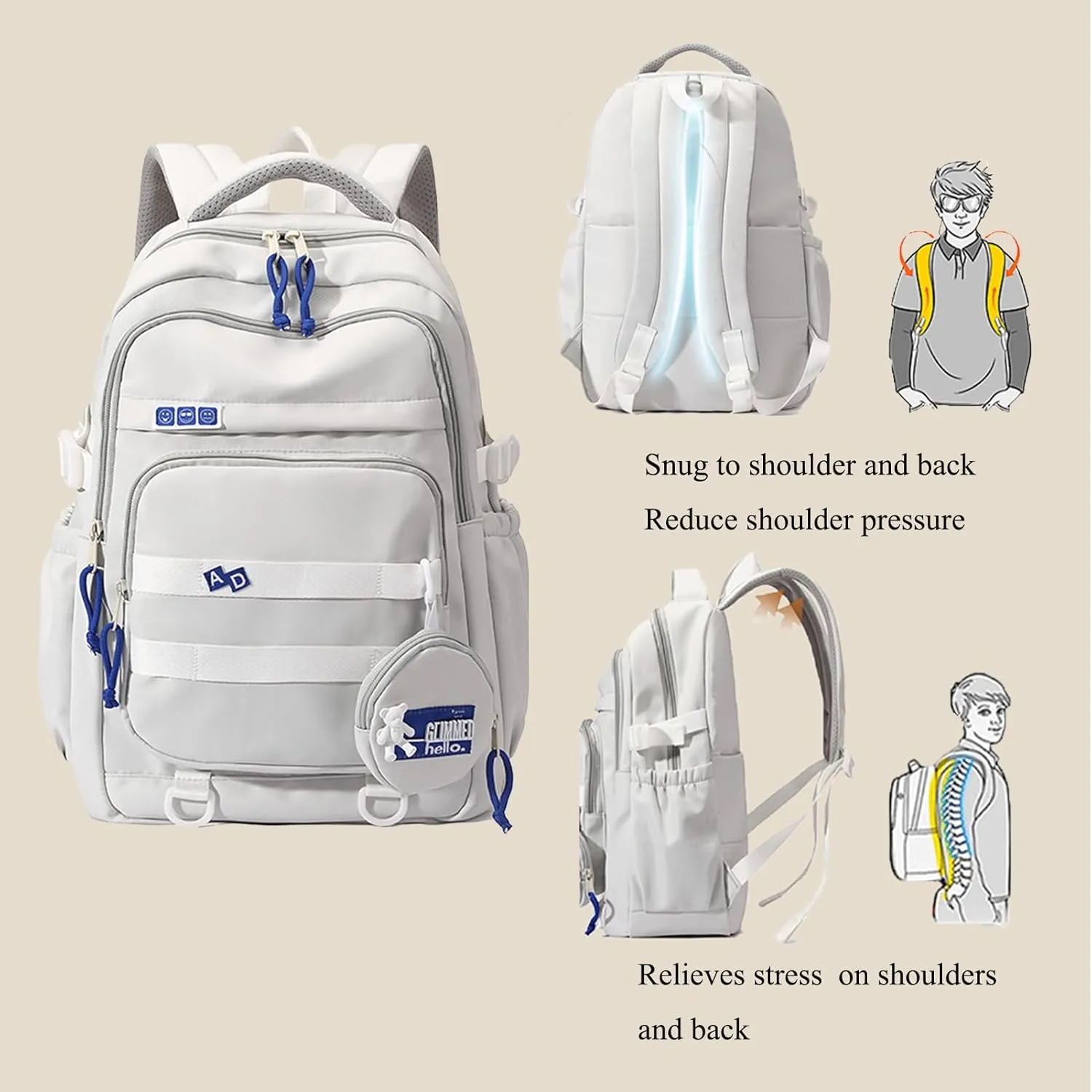 YJMKOI Aesthetic Backpack for Girls Large capacity Backpack for Teen Girls Middle School Girls Bookbags