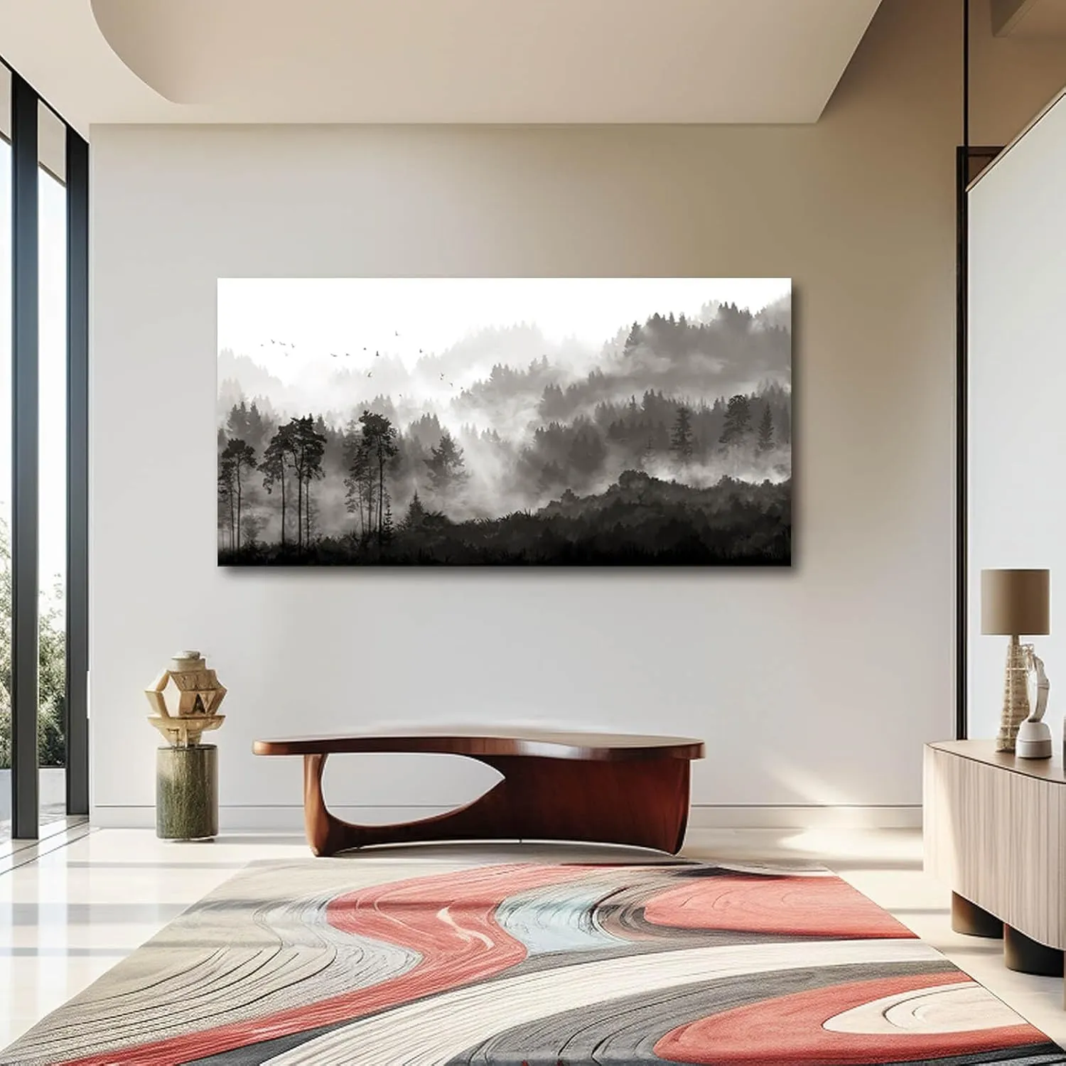 YJYart Large Artwork for Living Room Wall Canvas Art Mountains Nature Painting Artwork for Bedroom Kitchen Dining Room Modern Home Decoration 30"x 60"