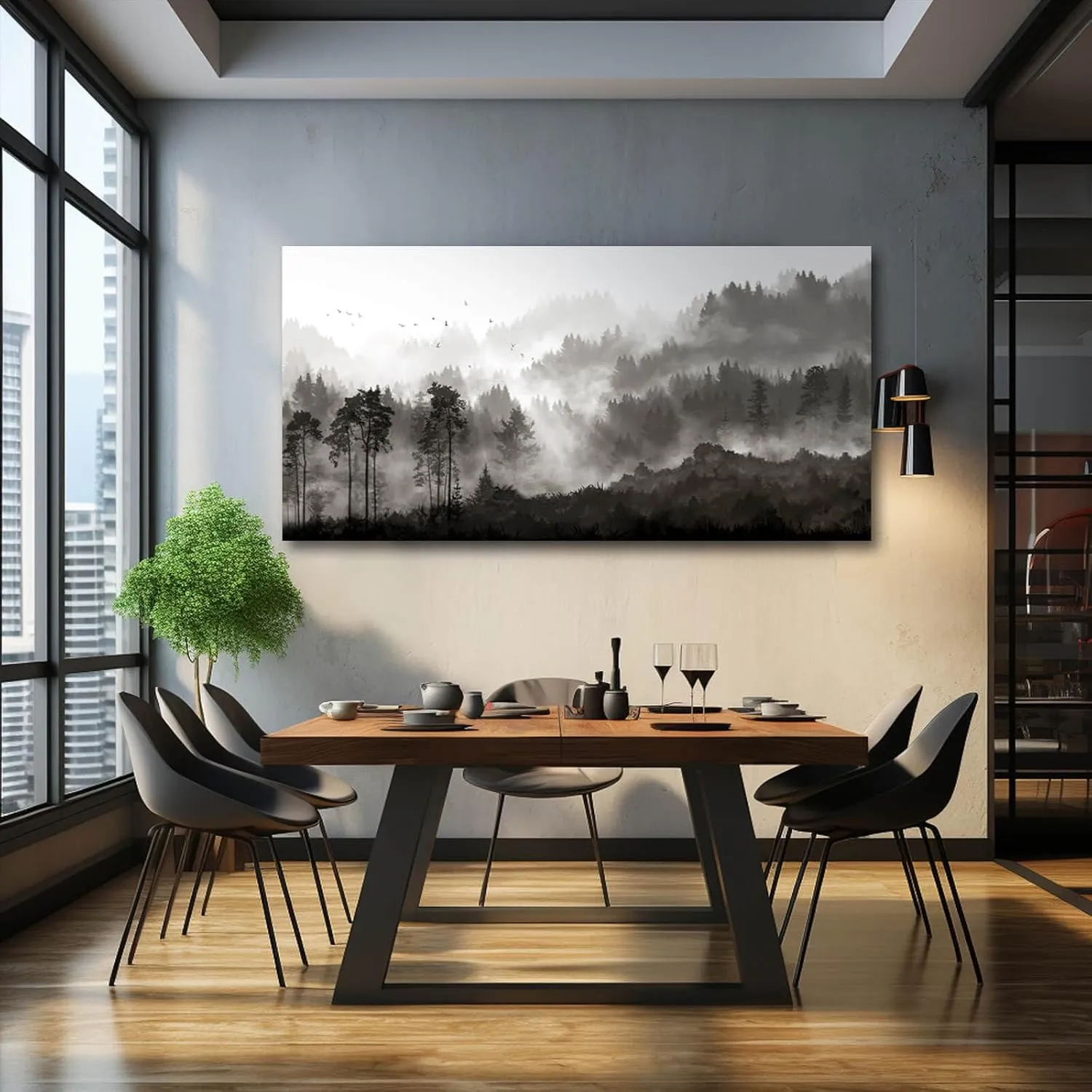 YJYart Large Artwork for Living Room Wall Canvas Art Mountains Nature Painting Artwork for Bedroom Kitchen Dining Room Modern Home Decoration 30"x 60"