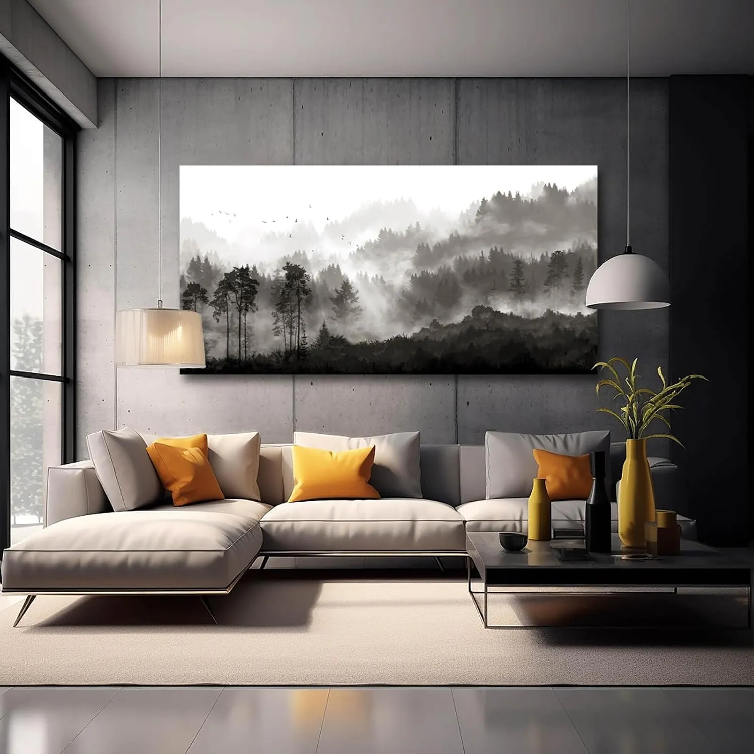 YJYart Large Artwork for Living Room Wall Canvas Art Mountains Nature Painting Artwork for Bedroom Kitchen Dining Room Modern Home Decoration 30"x 60"