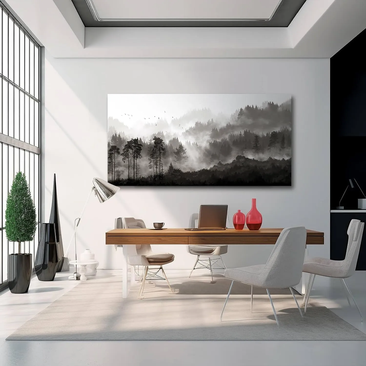 YJYart Large Artwork for Living Room Wall Canvas Art Mountains Nature Painting Artwork for Bedroom Kitchen Dining Room Modern Home Decoration 30"x 60"