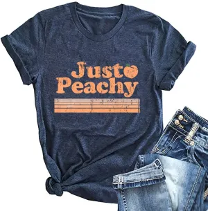 Ykomow Just Peachy T Shirt Womens Short Sleeve Casual Summer Graphic Tees Tops