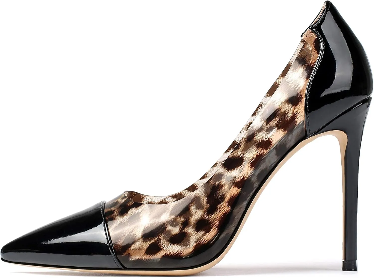 YODEKS Women's Slip-on Pumps High Heels Pointy Toe Sexy Clear Stiletto Elegant Comfort 10CM Transparent Party Office Business Heeled Shoes