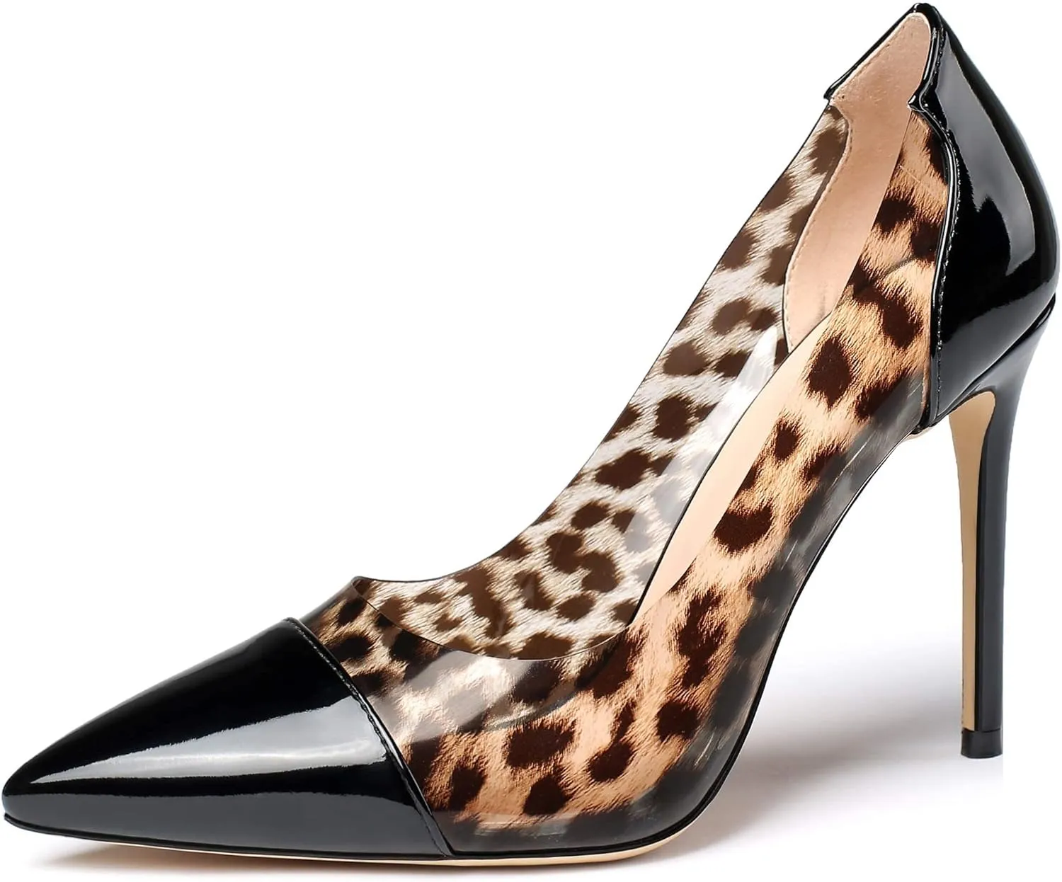 YODEKS Women's Slip-on Pumps High Heels Pointy Toe Sexy Clear Stiletto Elegant Comfort 10CM Transparent Party Office Business Heeled Shoes