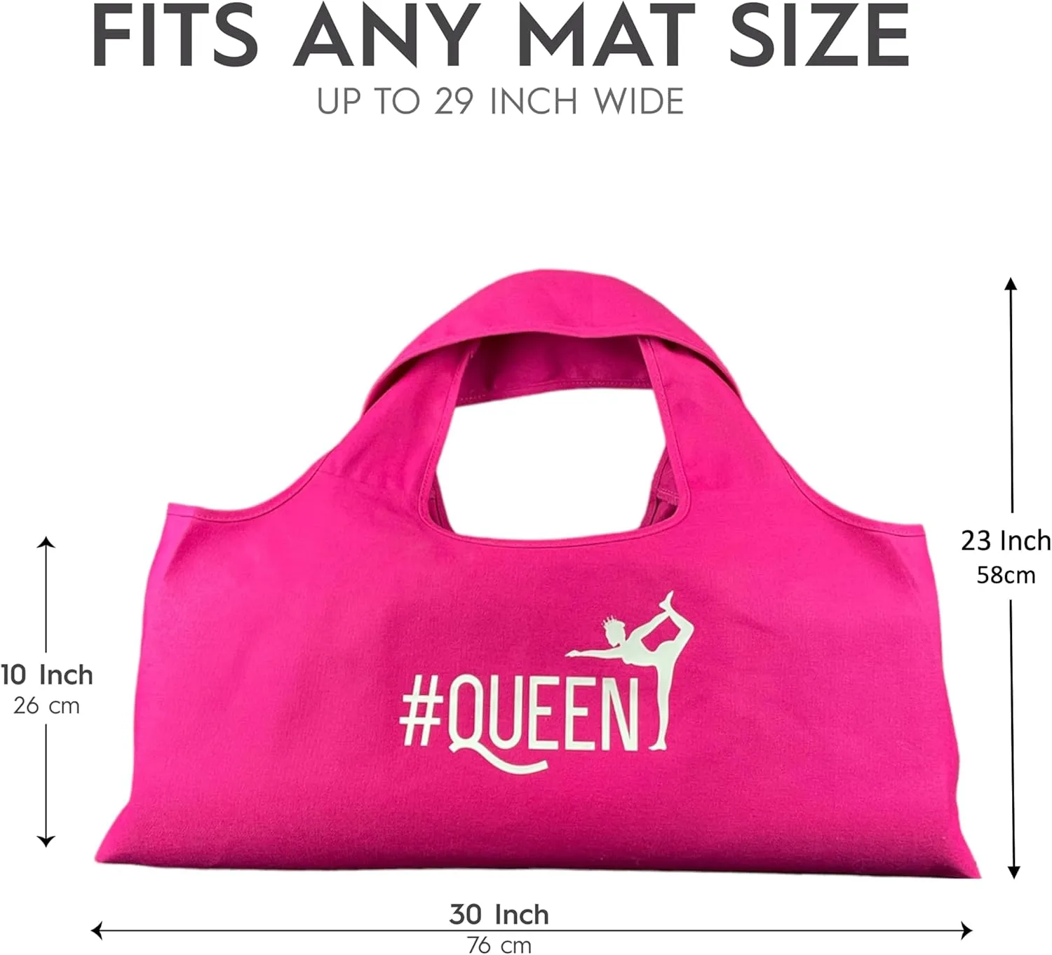 Yoga Bag, Exercise, Tote, Large Carrier, Shoulder Strap, Inner Pocket, Fits Most Mats, Recycled Cotton Canvas