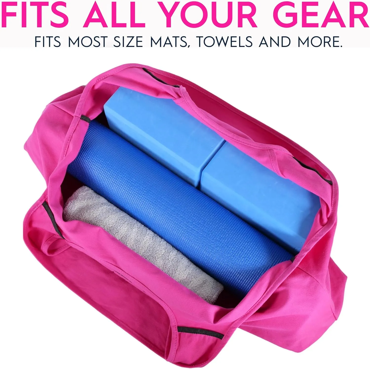 Yoga Bag, Exercise, Tote, Large Carrier, Shoulder Strap, Inner Pocket, Fits Most Mats, Recycled Cotton Canvas