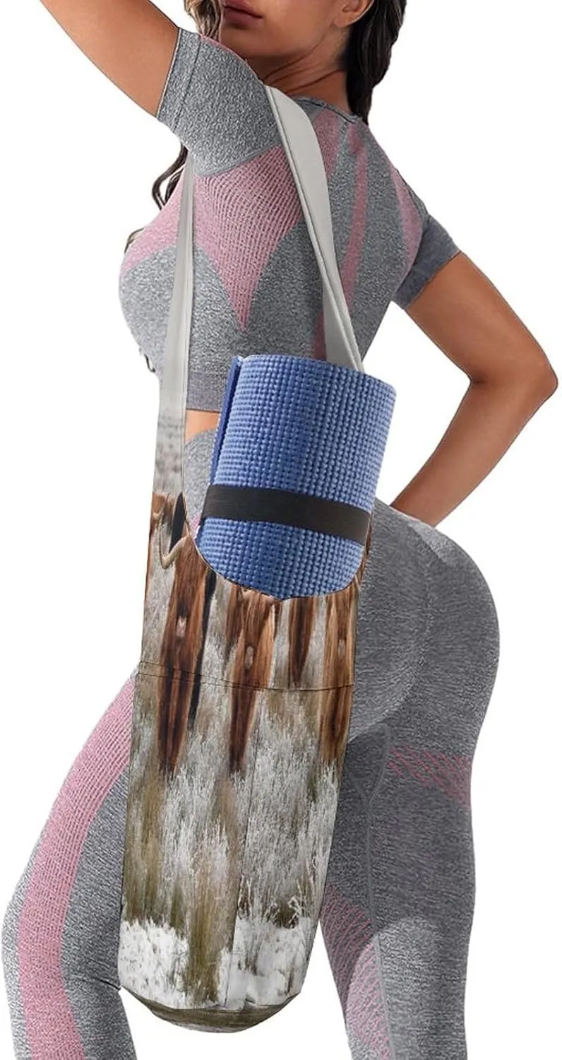 Yoga Mat Bag, Soft Canvas Storage Bag Fashion Mat Bag for Clothes Dorm Organizer with Pocket Shoulder Strap