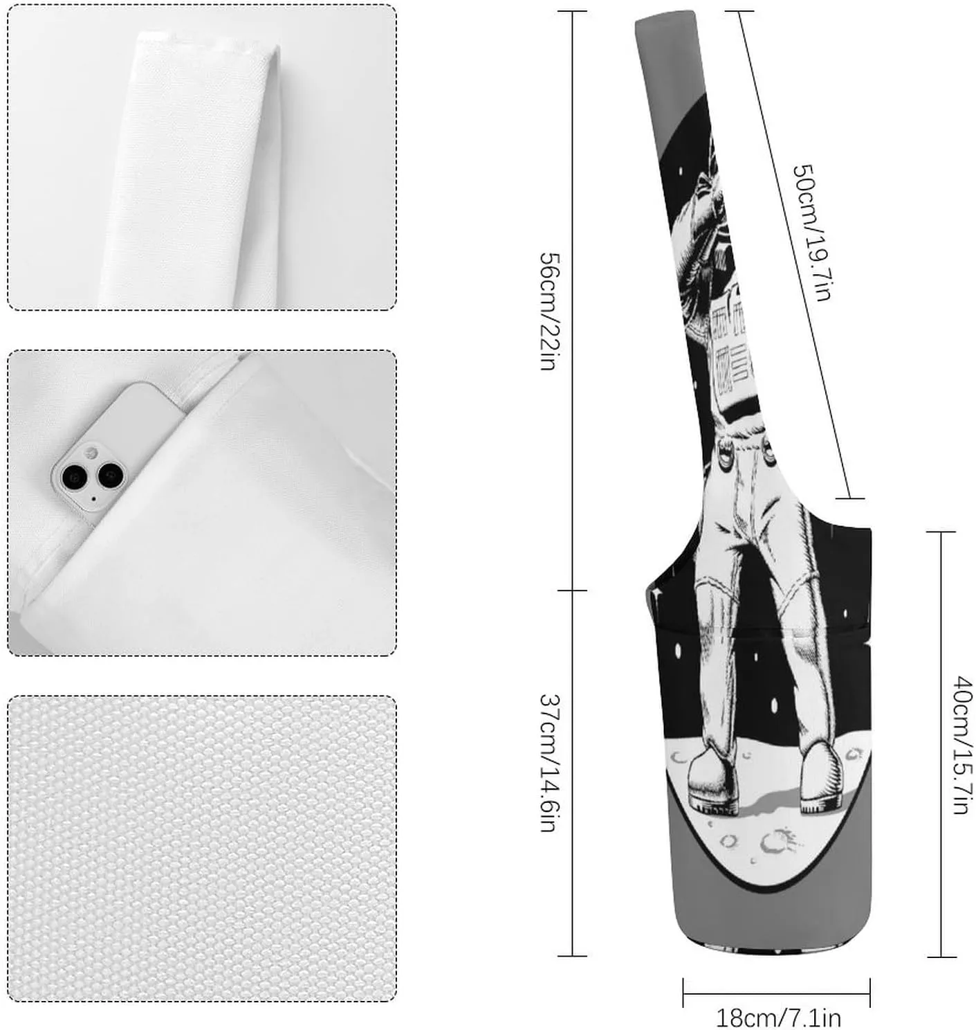 Yoga Mat Bag, Soft Canvas Storage Bag Fashion Mat Bag for Clothes Dorm Organizer with Pocket Shoulder Strap