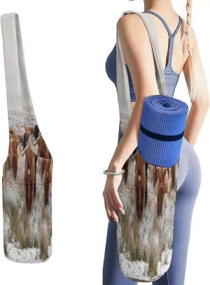 Yoga Mat Bag, Soft Canvas Storage Bag Fashion Mat Bag for Clothes Dorm Organizer with Pocket Shoulder Strap