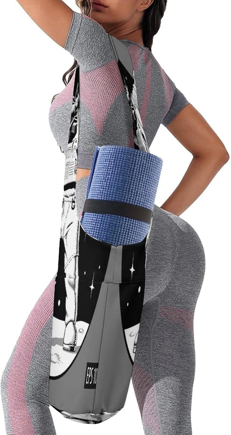 Yoga Mat Bag, Soft Canvas Storage Bag Fashion Mat Bag for Clothes Dorm Organizer with Pocket Shoulder Strap