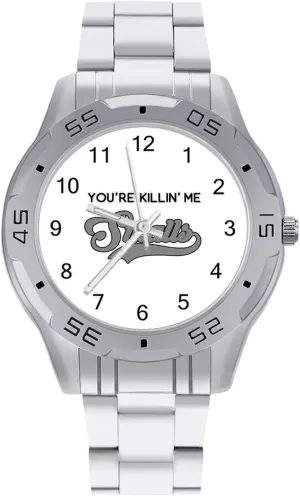You're Killing Me Smalls Simple Wrist Watches for Men Silver Casual Big Face Dress Watch Easy to Read
