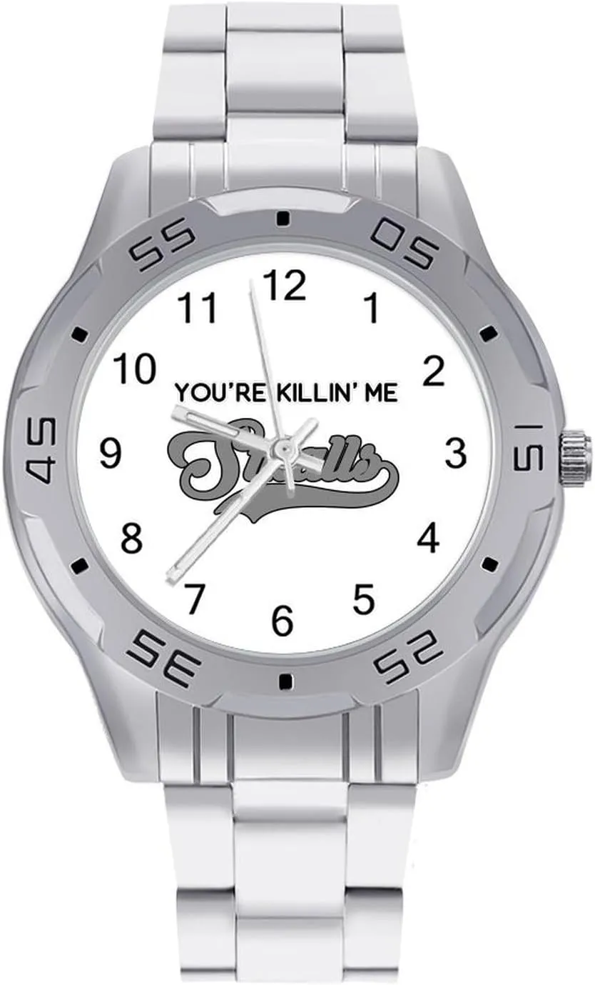 You're Killing Me Smalls Simple Wrist Watches for Men Silver Casual Big Face Dress Watch Easy to Read
