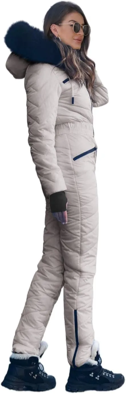 Yousify Womens Onesie Ski Suit Winter Outdoor Sports Waterproof Snowsuit Jumpsuits Jacket