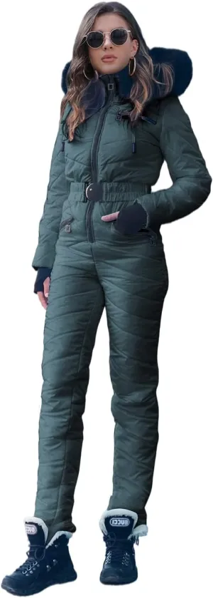 Yousify Womens Onesie Ski Suit Winter Outdoor Sports Waterproof Snowsuit Jumpsuits Jacket