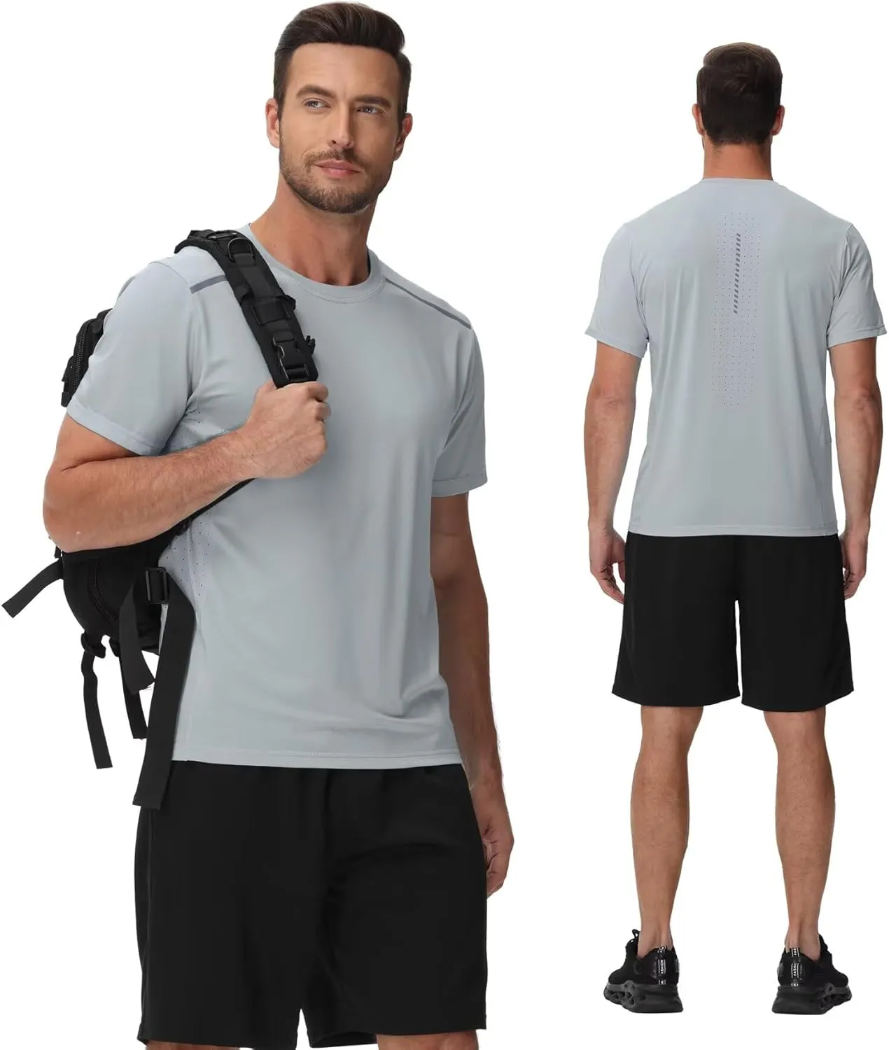 Yundobop Men's Athletic Workout T-Shirt Breathable Short Sleeve UPF 50  Running Tee