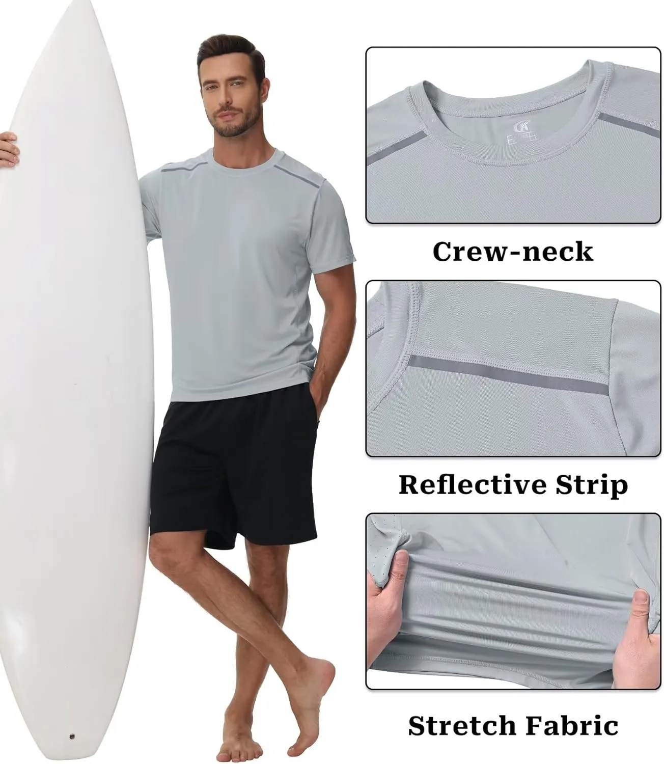 Yundobop Men's Athletic Workout T-Shirt Breathable Short Sleeve UPF 50  Running Tee