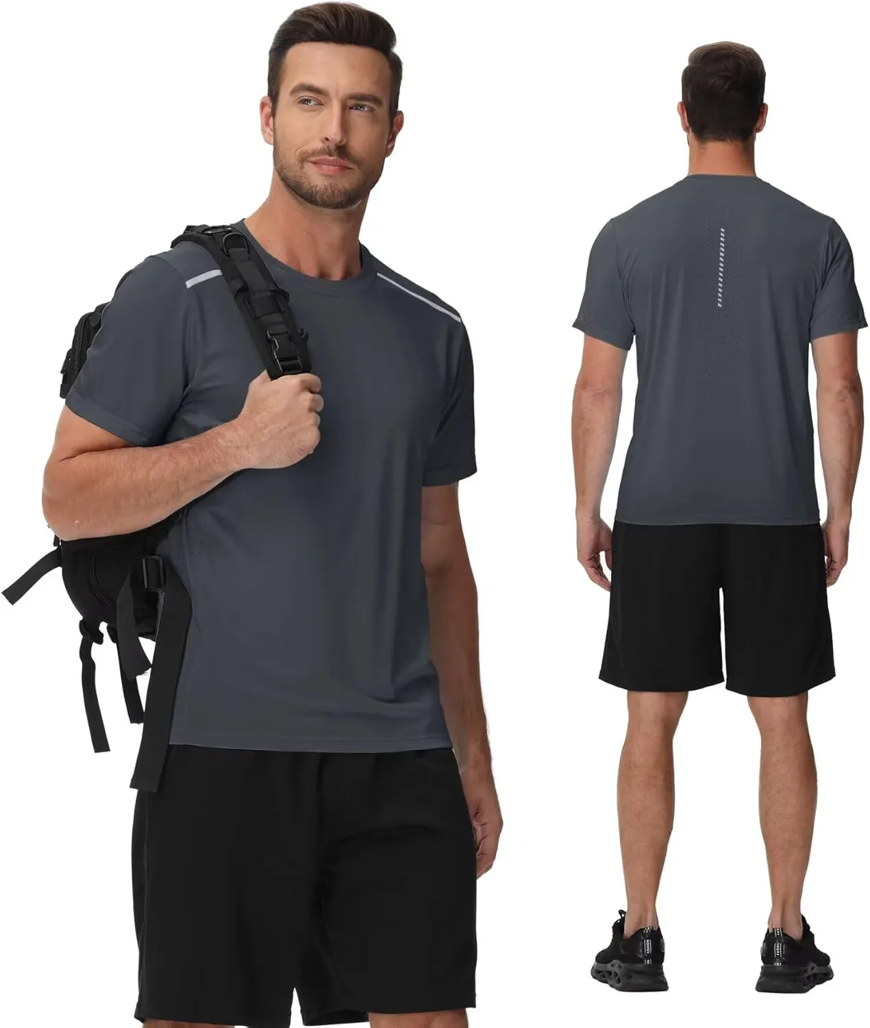 Yundobop Men's Athletic Workout T-Shirt Breathable Short Sleeve UPF 50  Running Tee