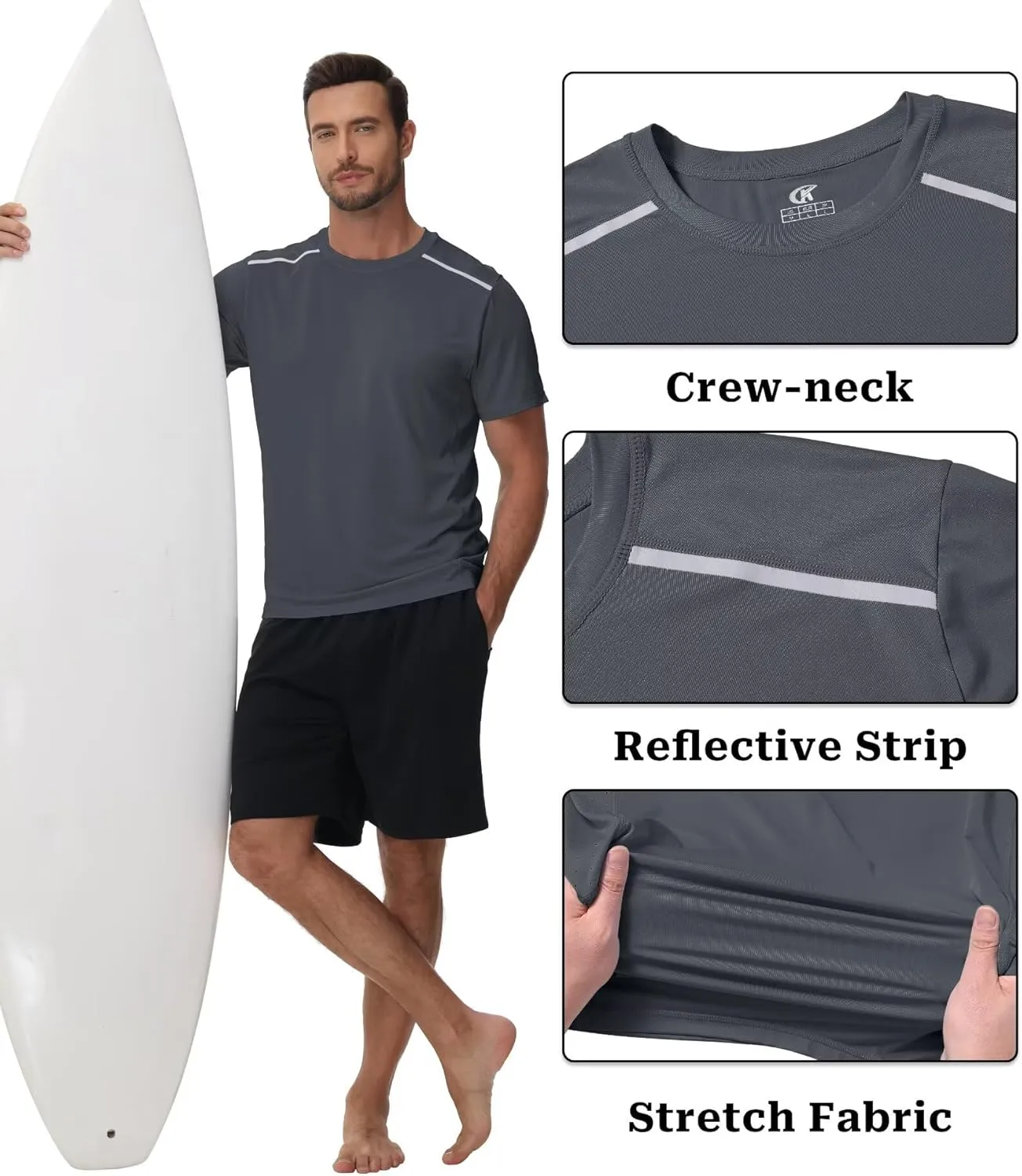 Yundobop Men's Athletic Workout T-Shirt Breathable Short Sleeve UPF 50  Running Tee